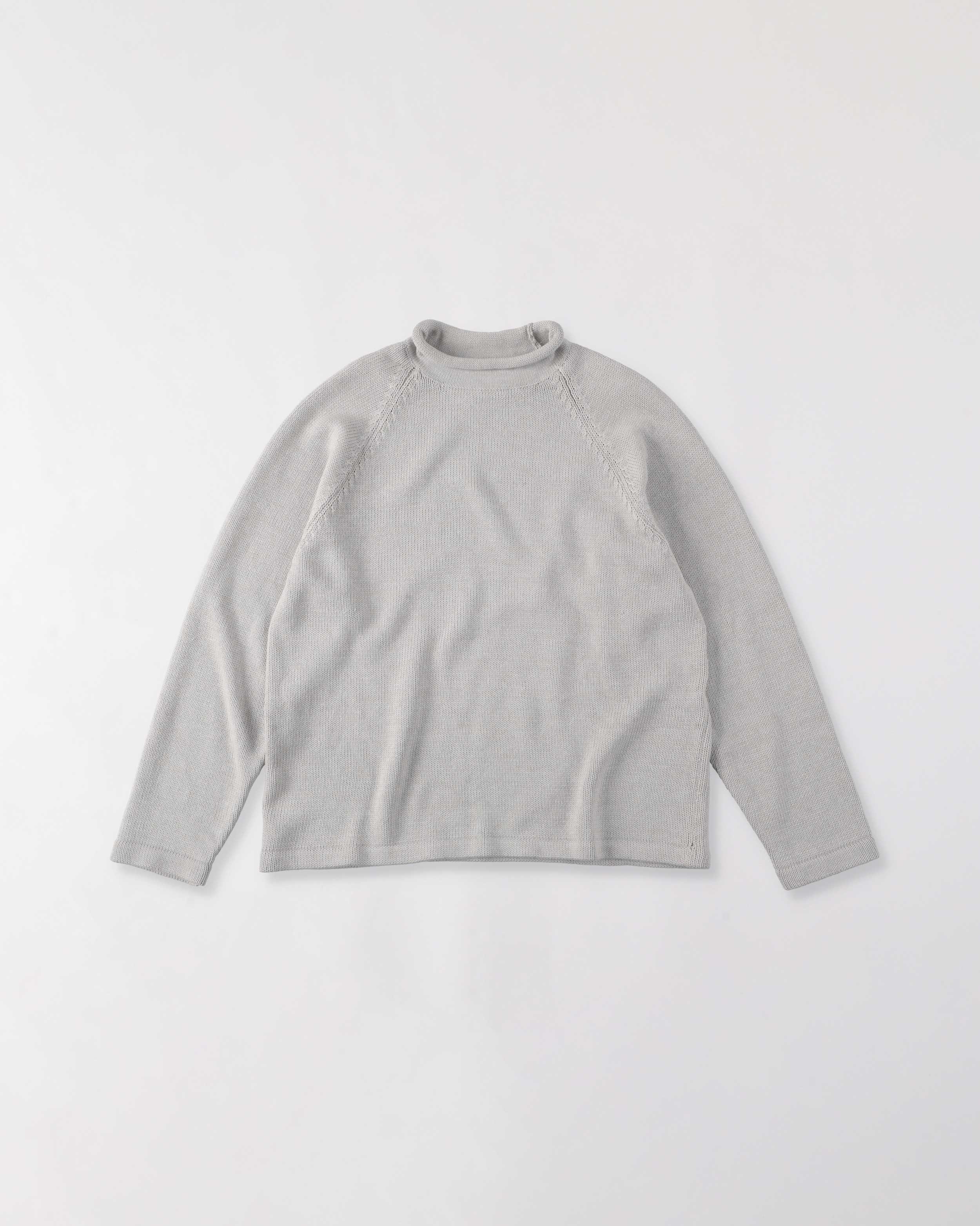 LINEN COTTON CASHMERE ROLL NECK SWEATER